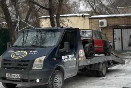 Эвакуатор Ford Transit в г. Самара с ломаной платформой, лебедкой и подкатными