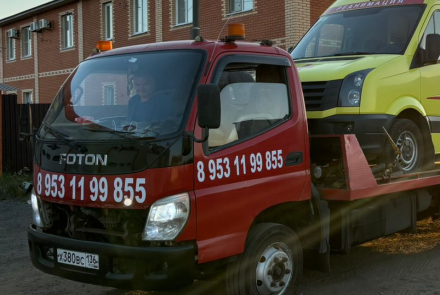 Эвакуатор Foton в с.Каширское с ломаной платформой, подкатными и лебедкой